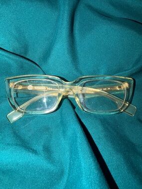 Burberry Clear yellow Cat-Eye Glasses with Gold Accents